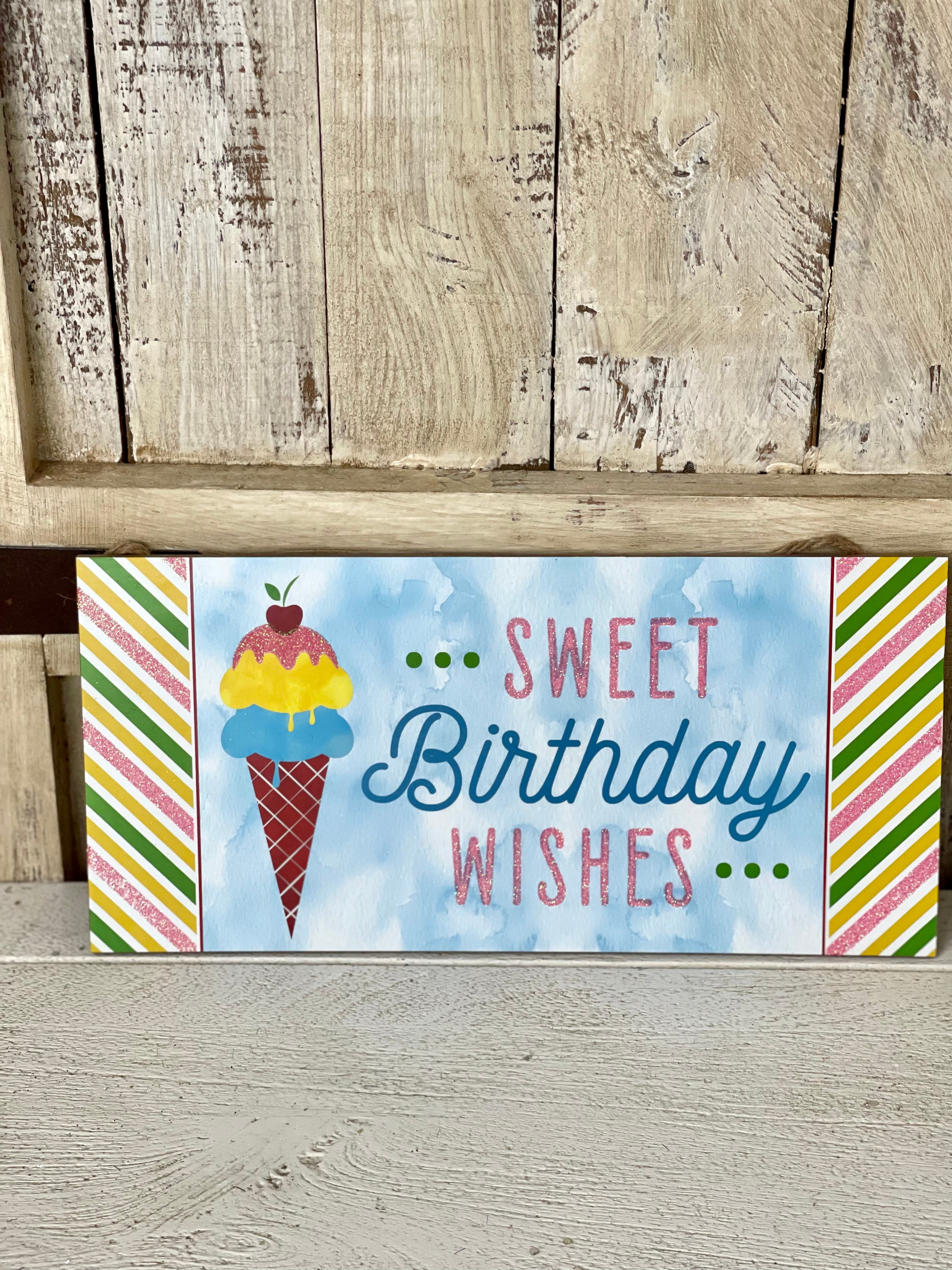 Sweet Birthday Wishes Wooden Glitter Sign