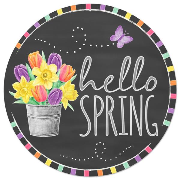 12 Inch Hello Spring Metal Sign