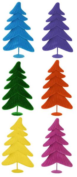 Flocked Whimsical Tree Six Assorted Colors