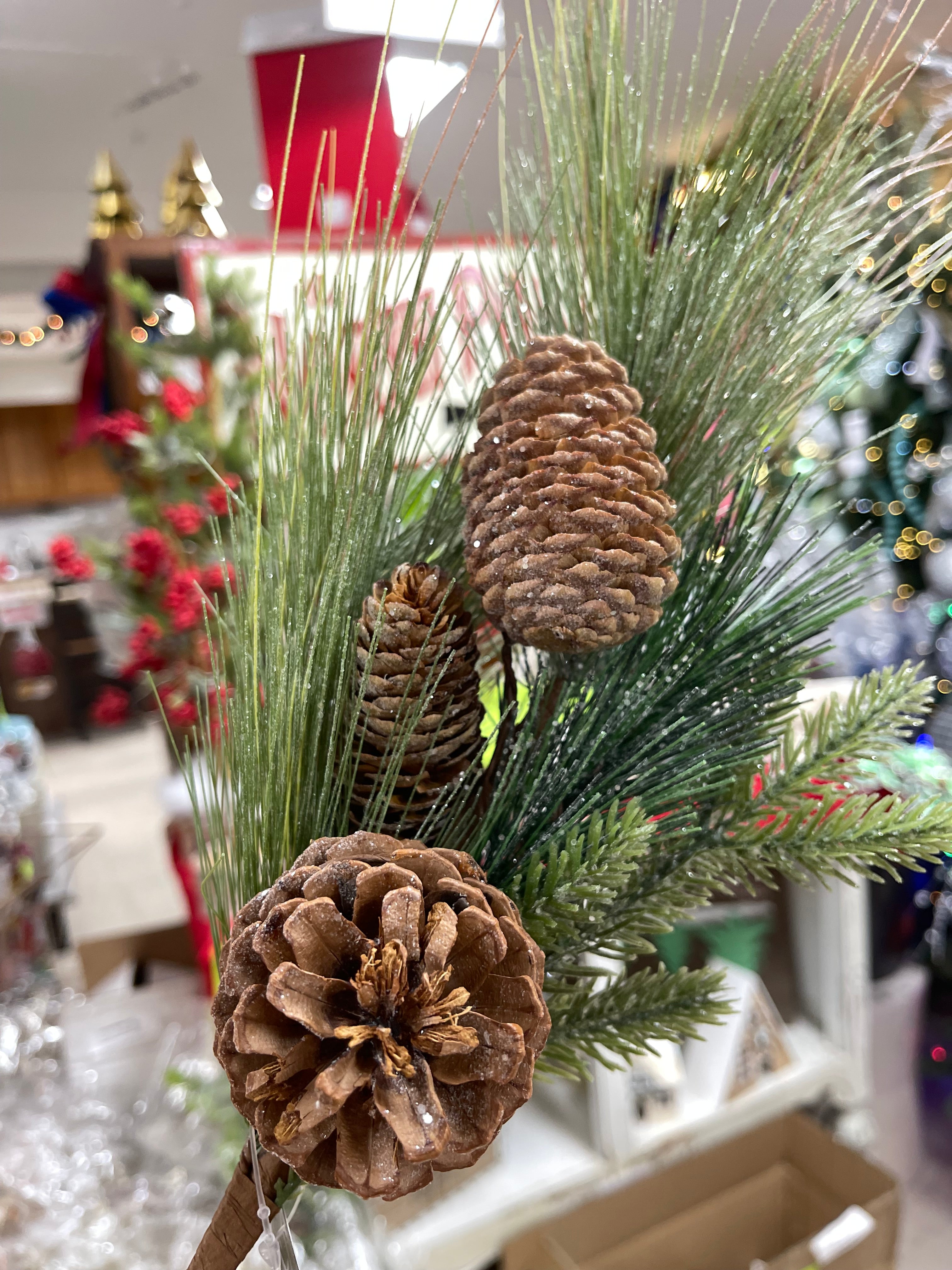 22 Inches Long First Frost Winter Long Needle Pinecone Mix Spray