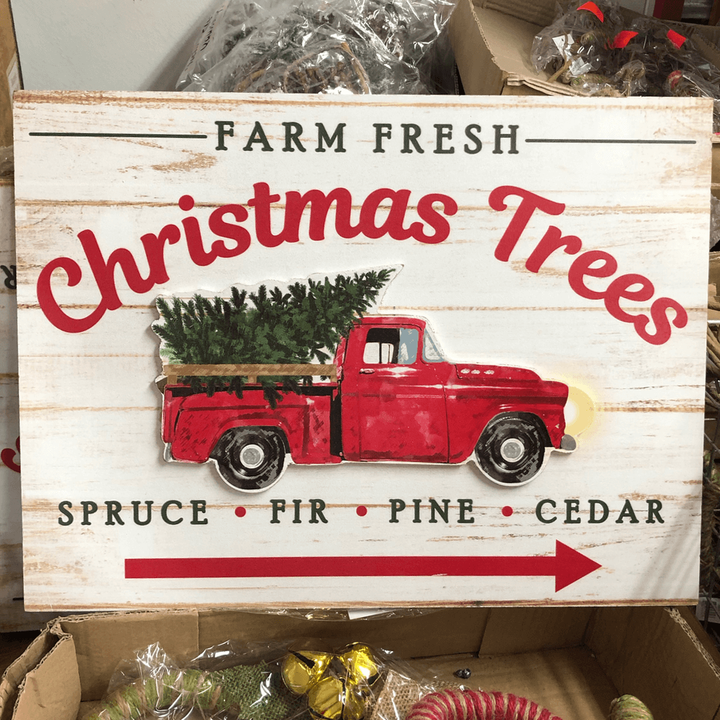 15.75 Inch Farm Fresh Christmas Trees Wall Art Sign