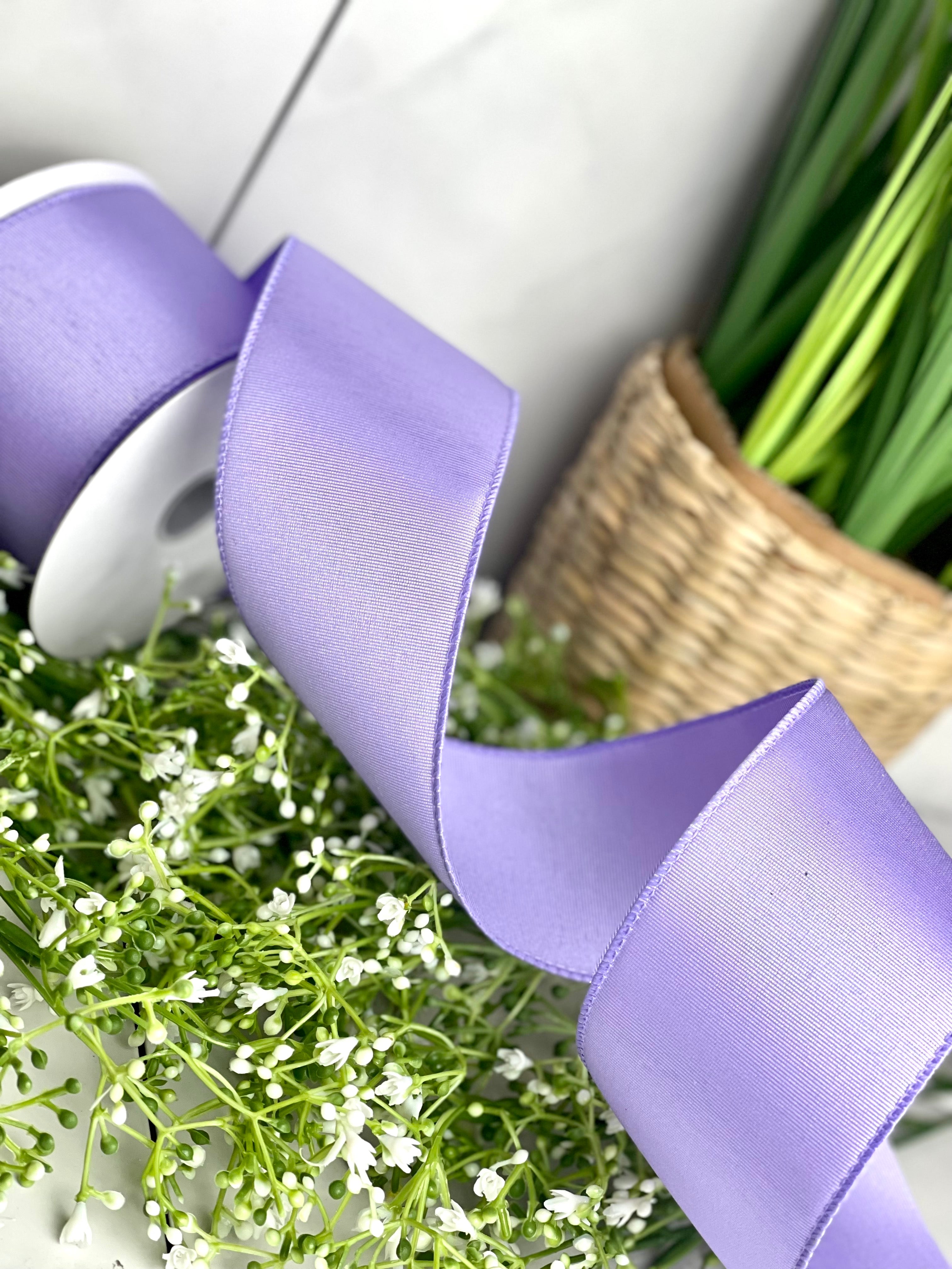 Two And Half Lavender Ribbed Satin Ribbon