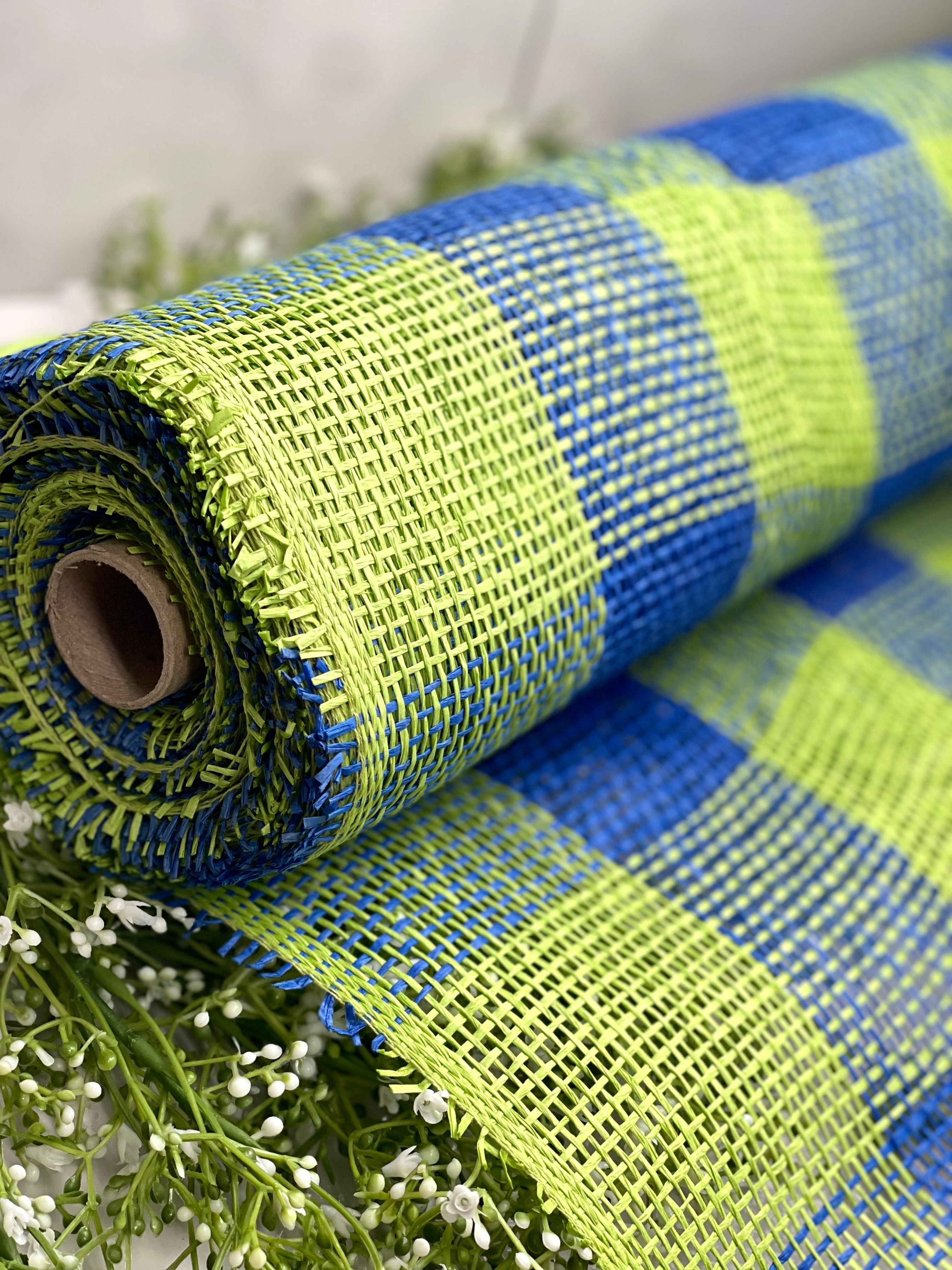 20 Inch by 10 Yards Designer Netting Lime and Blue Parchment