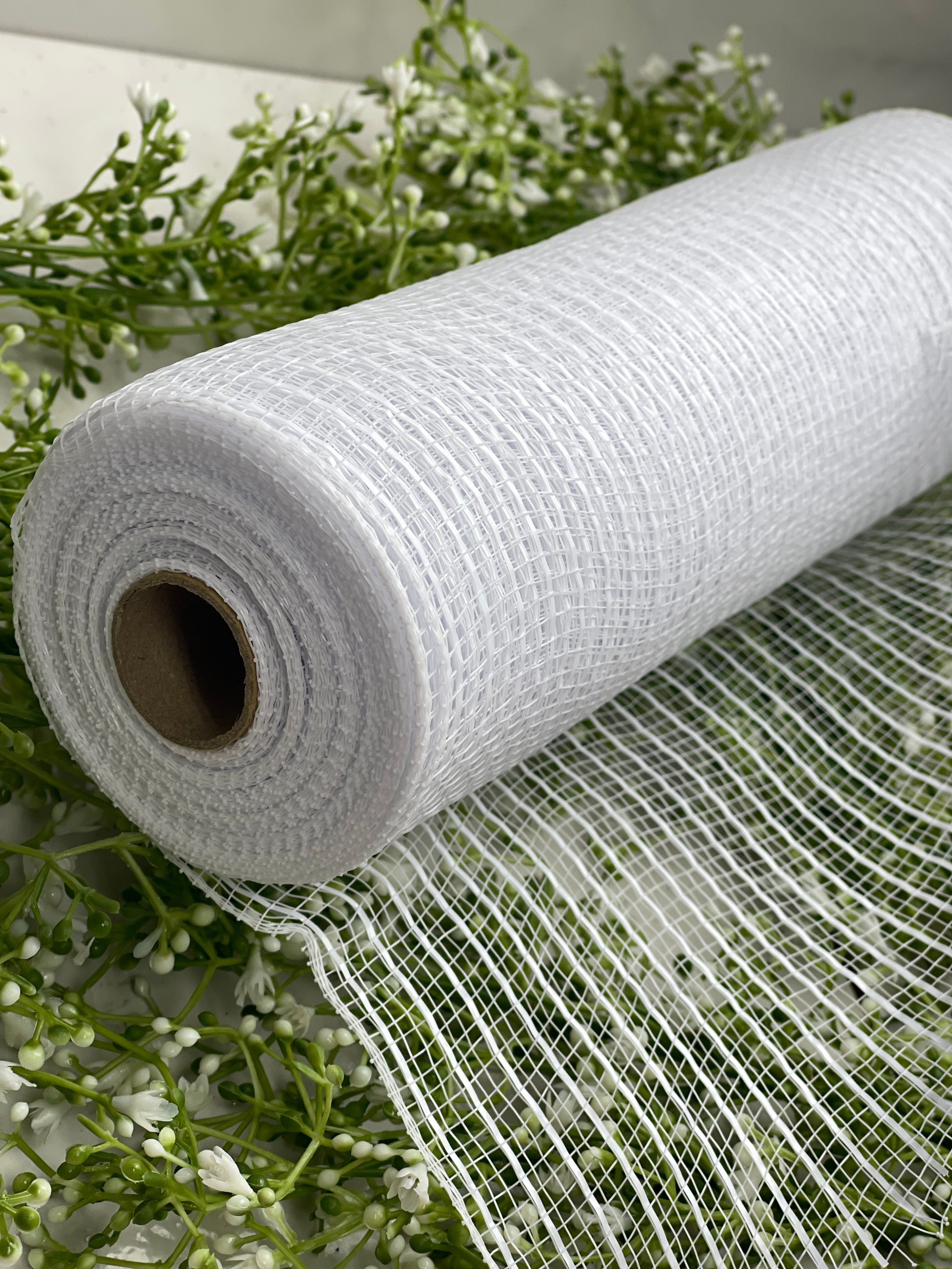 10 Inch by 10 Yard White Metallic Mesh