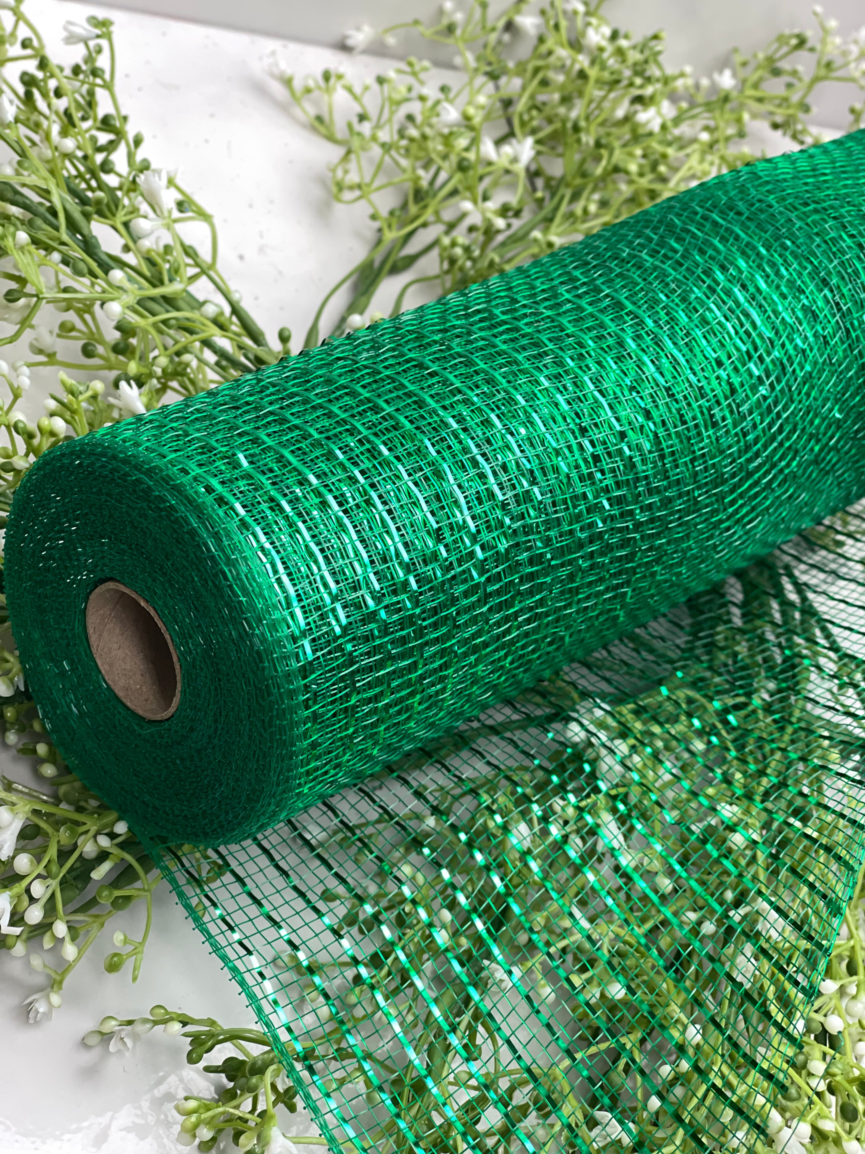 10 Inch by 10 Yard Emerald Metallic Mesh