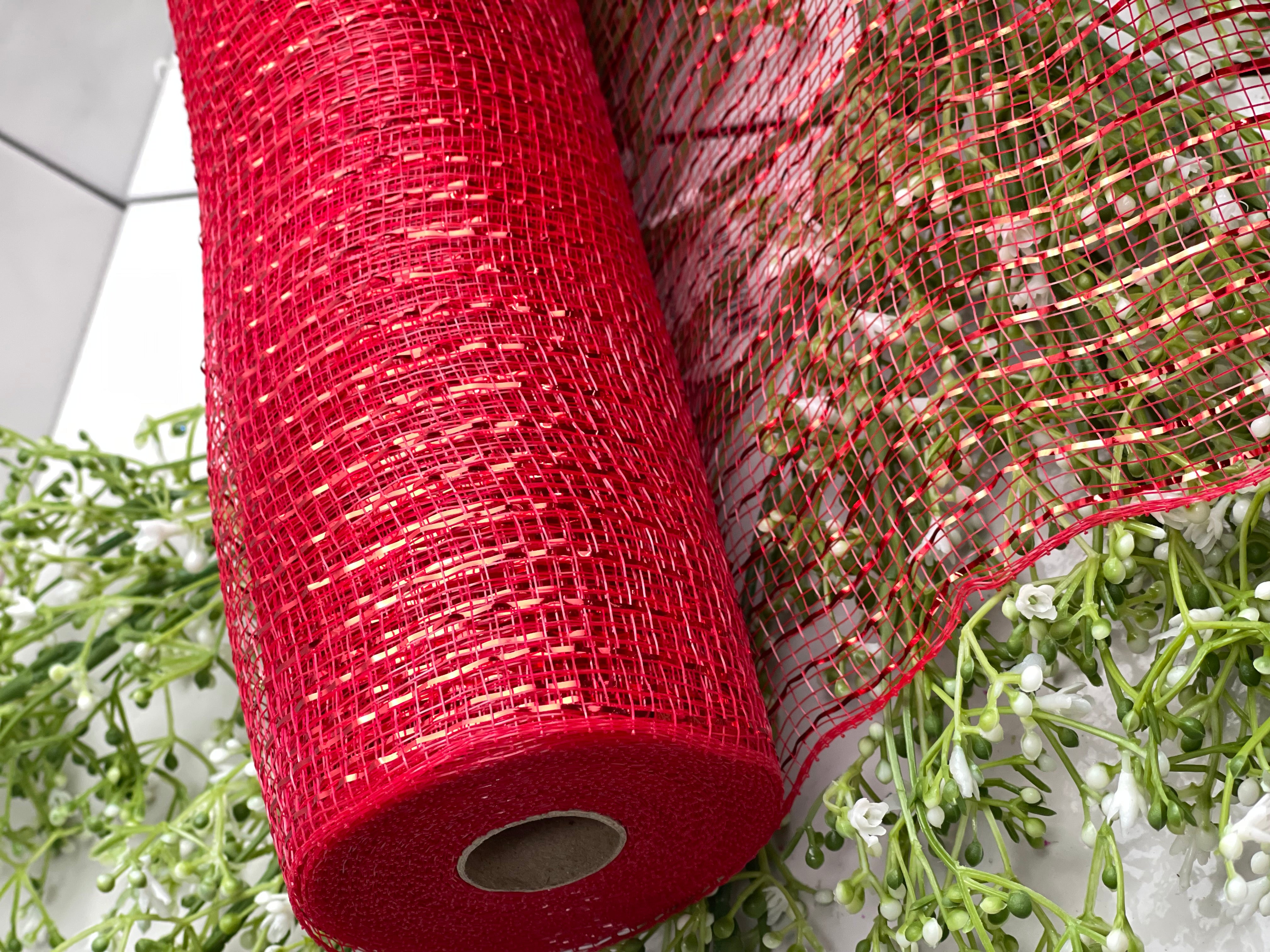 10 Inch by 10 Yard Red Metallic Mesh