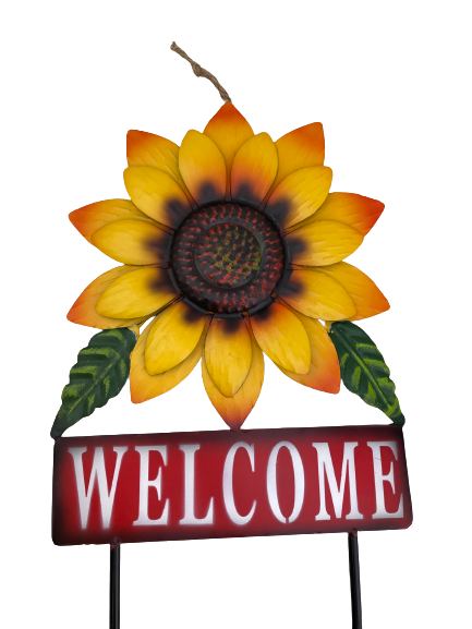 Welcome Metal Sunflower Stake