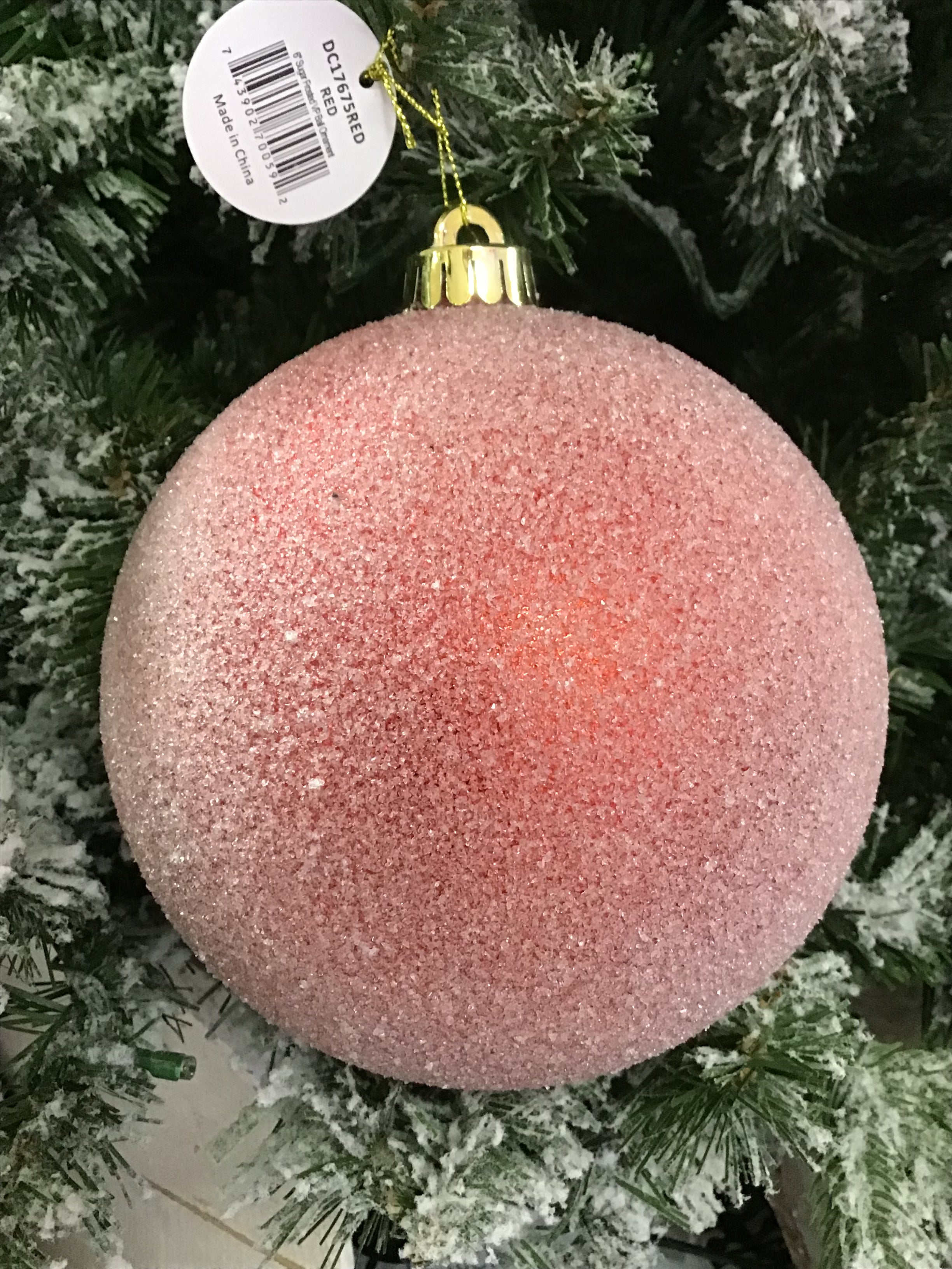 Red 6 Inch Sugar Frosted Ball Ornament