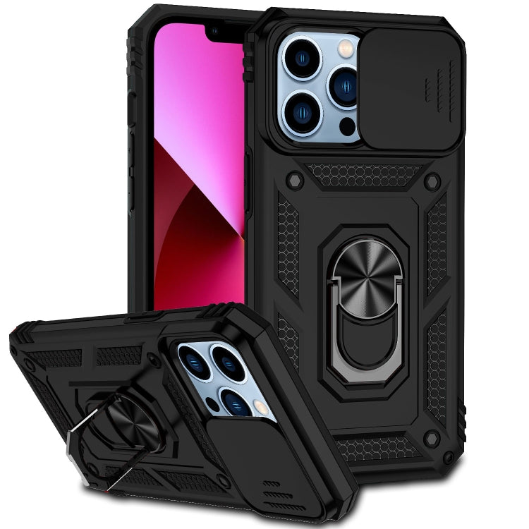 For iPhone 13 Pro Max Sliding Camshield Holder Phone Case (Black)