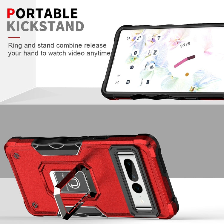 For Google Pixel 7 Pro 5G Ring Holder Non-slip Armor Phone Case(Rose Gold)