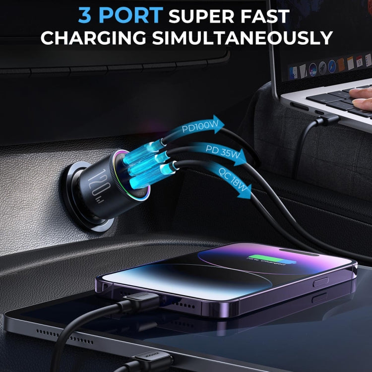 120W Dual 3-Port Car Charger