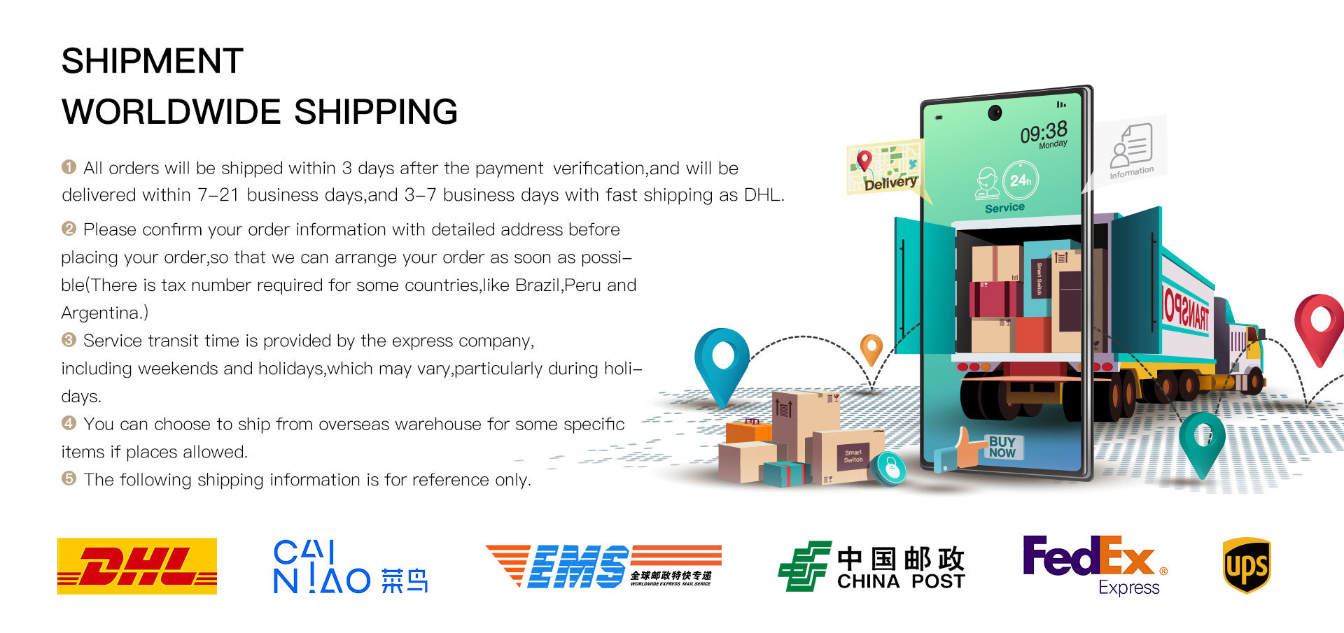 shipment worldwide shipping