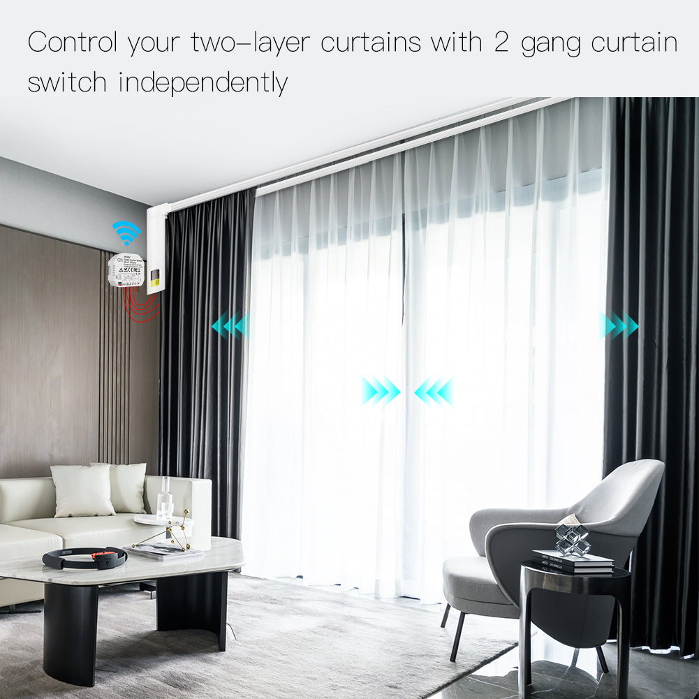 Control your two-layer curtains with 2 gang curtain switch independently