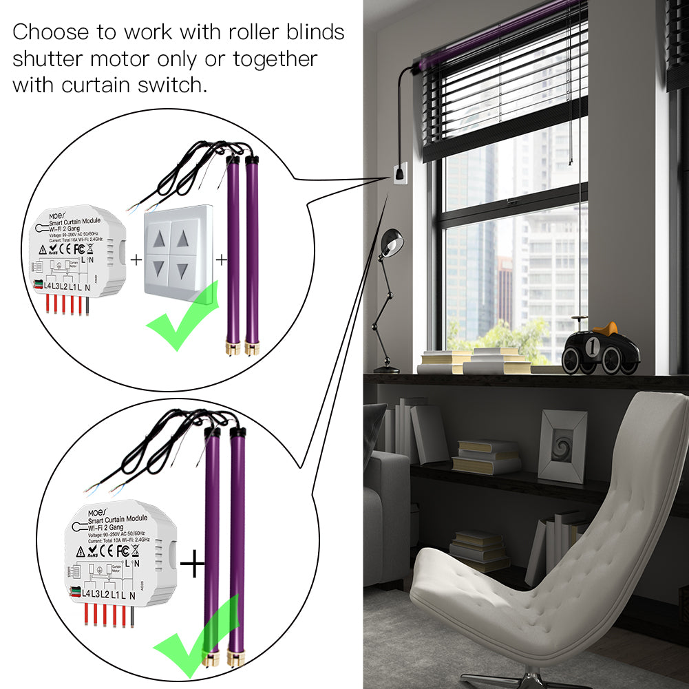 ( Choose to work with roller blinds shutter motor only or together with curtain switch