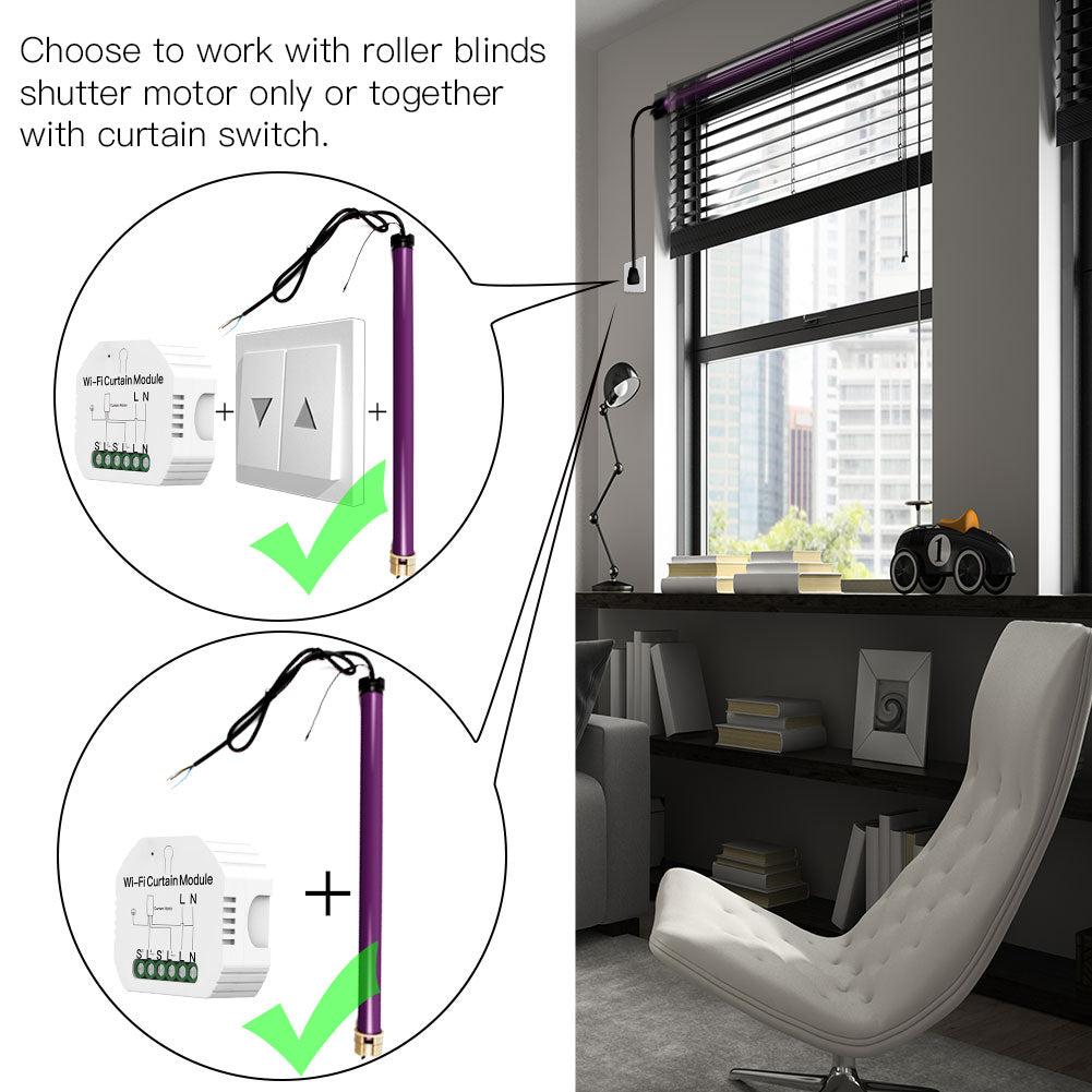 C hoose to work with roller blinds shutter motor only or together with curtain switch