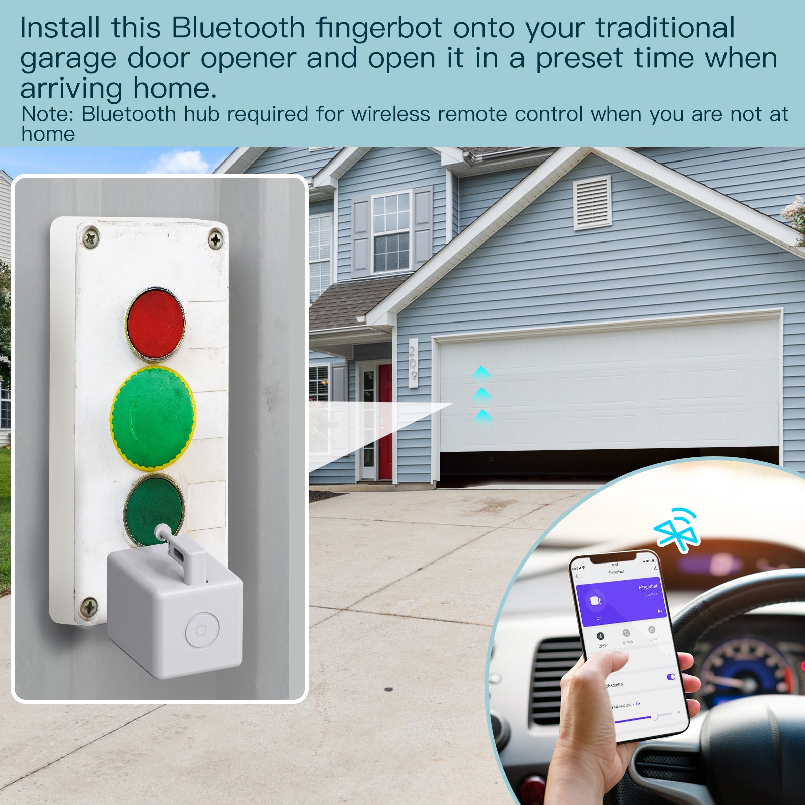 Note: Bluetooth hub required for wireless remote control when you are not at home