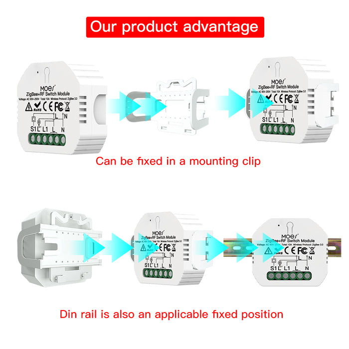 Can be fixed in a mounting clip