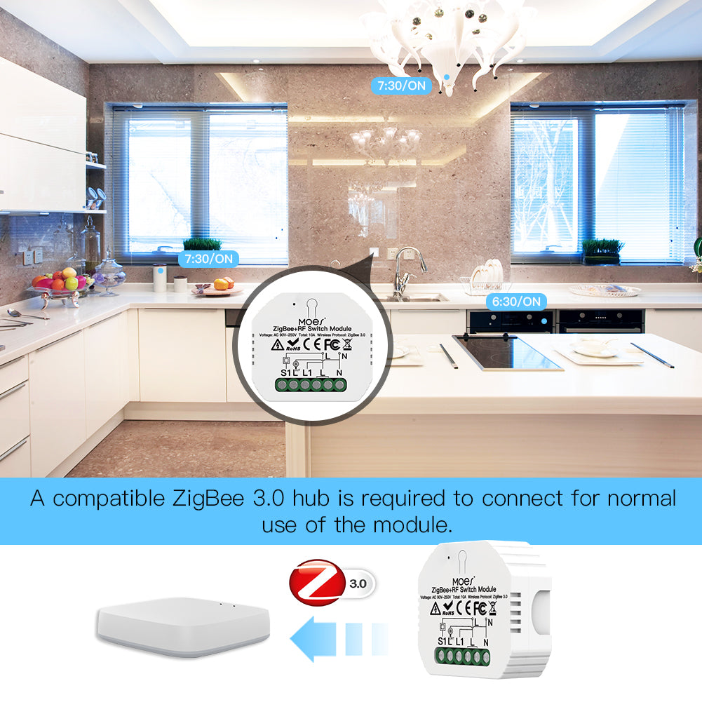 A compatible ZigBee 3.0 hub is required to connect for normal use of the module.