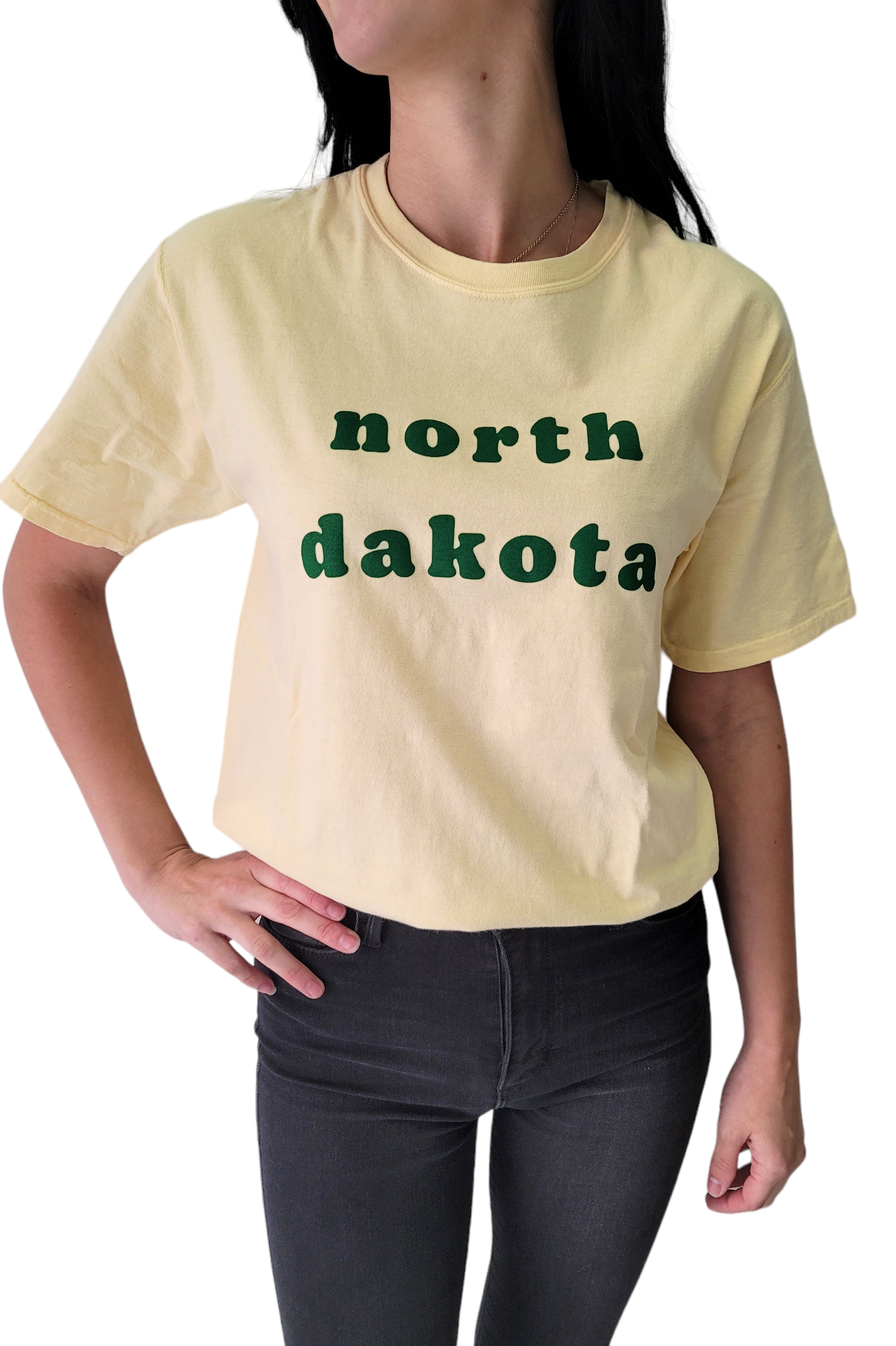 Pale Yellow North Dakota Retro Graphic Tee