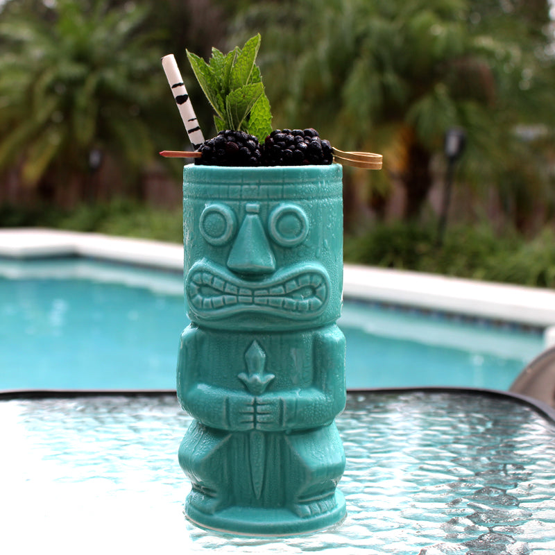 BarConic? Tiki Drinkware - Teal Stone God - 15 oz.