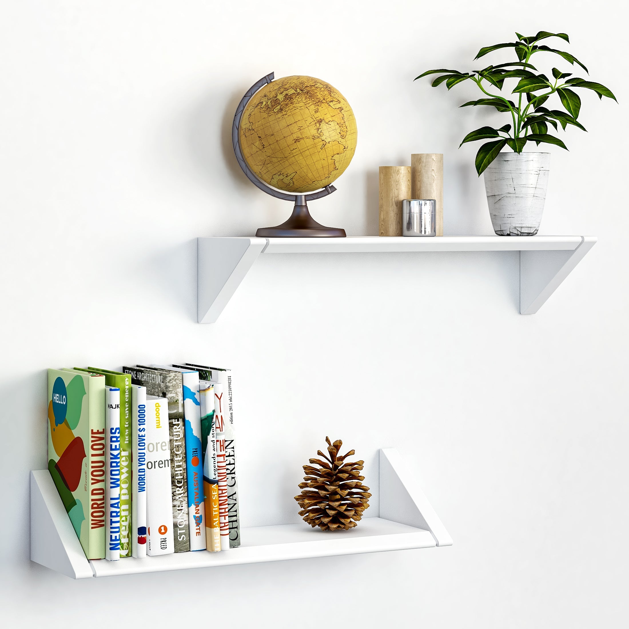 Reverso White Floating Shelf, White Shelf for Wall in Living, Bedroom, Bathroom, Kitchen, and Office - MS