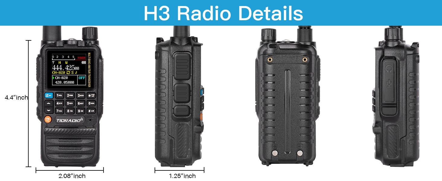 TD-H3 Ham Radio 5w, 5-Band Receive with AM AIR VHF UHF