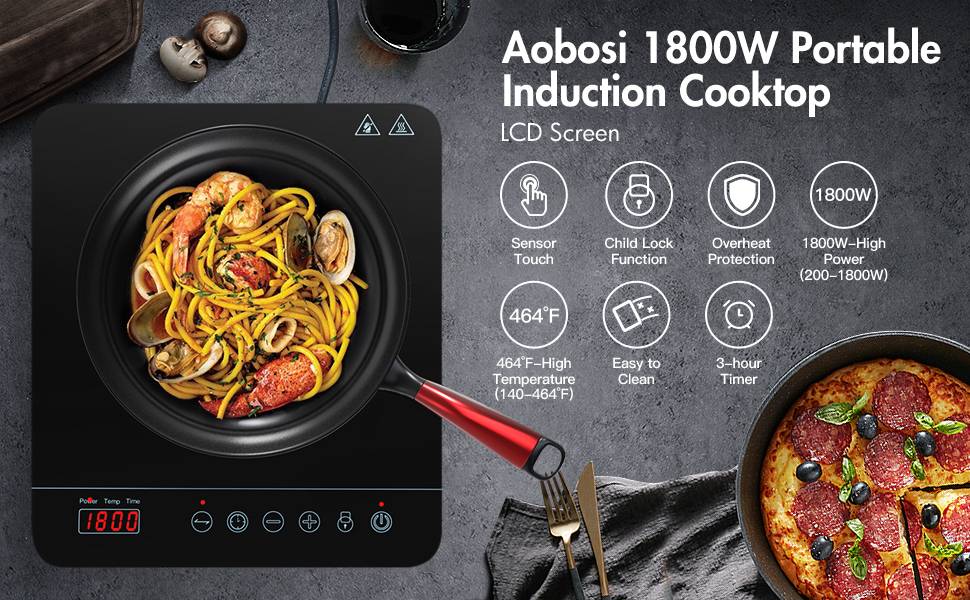 Electric Cooktop, Portable Electric Stove 1800W with LED Sensor