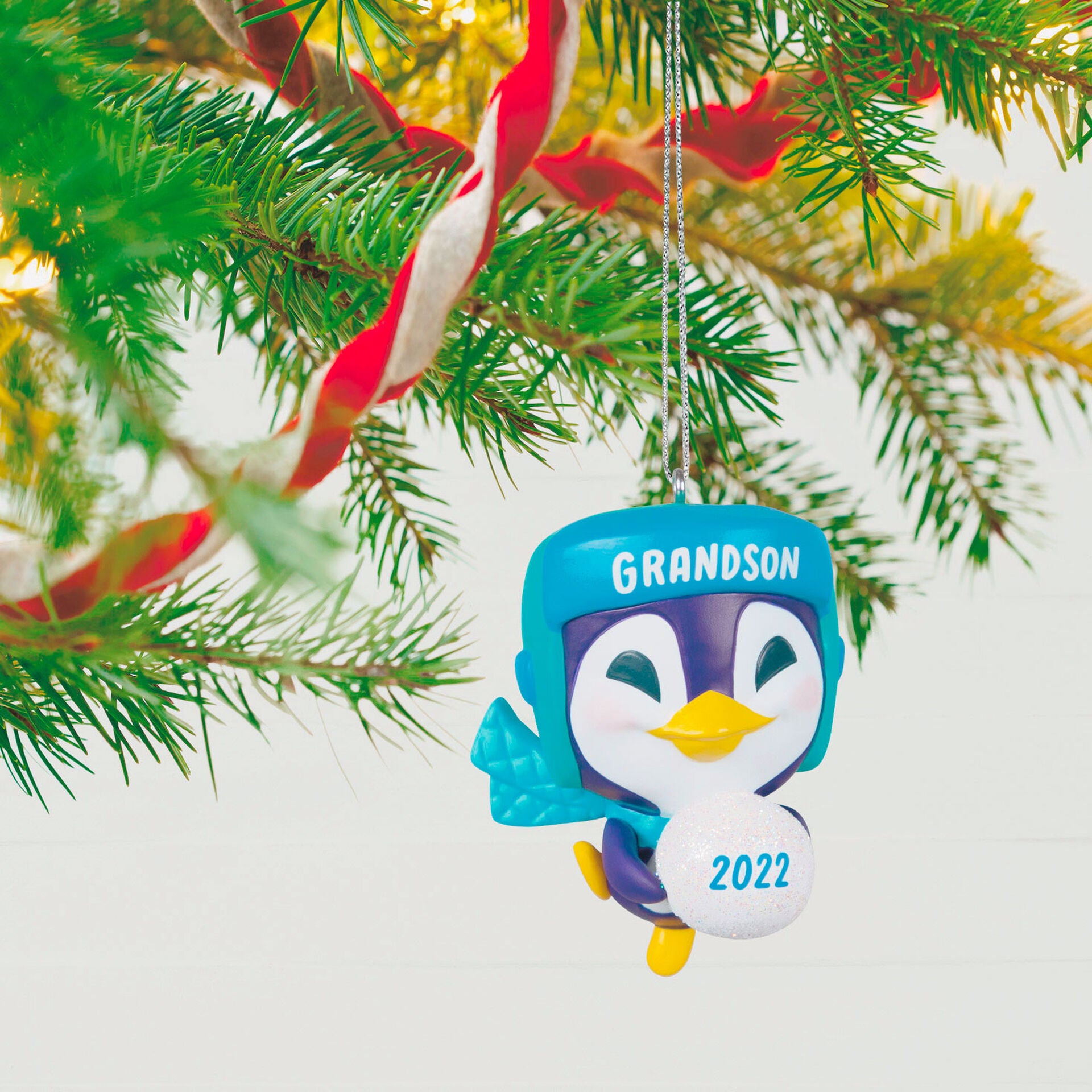 Dated 2022 Grandson Penguin Ornament