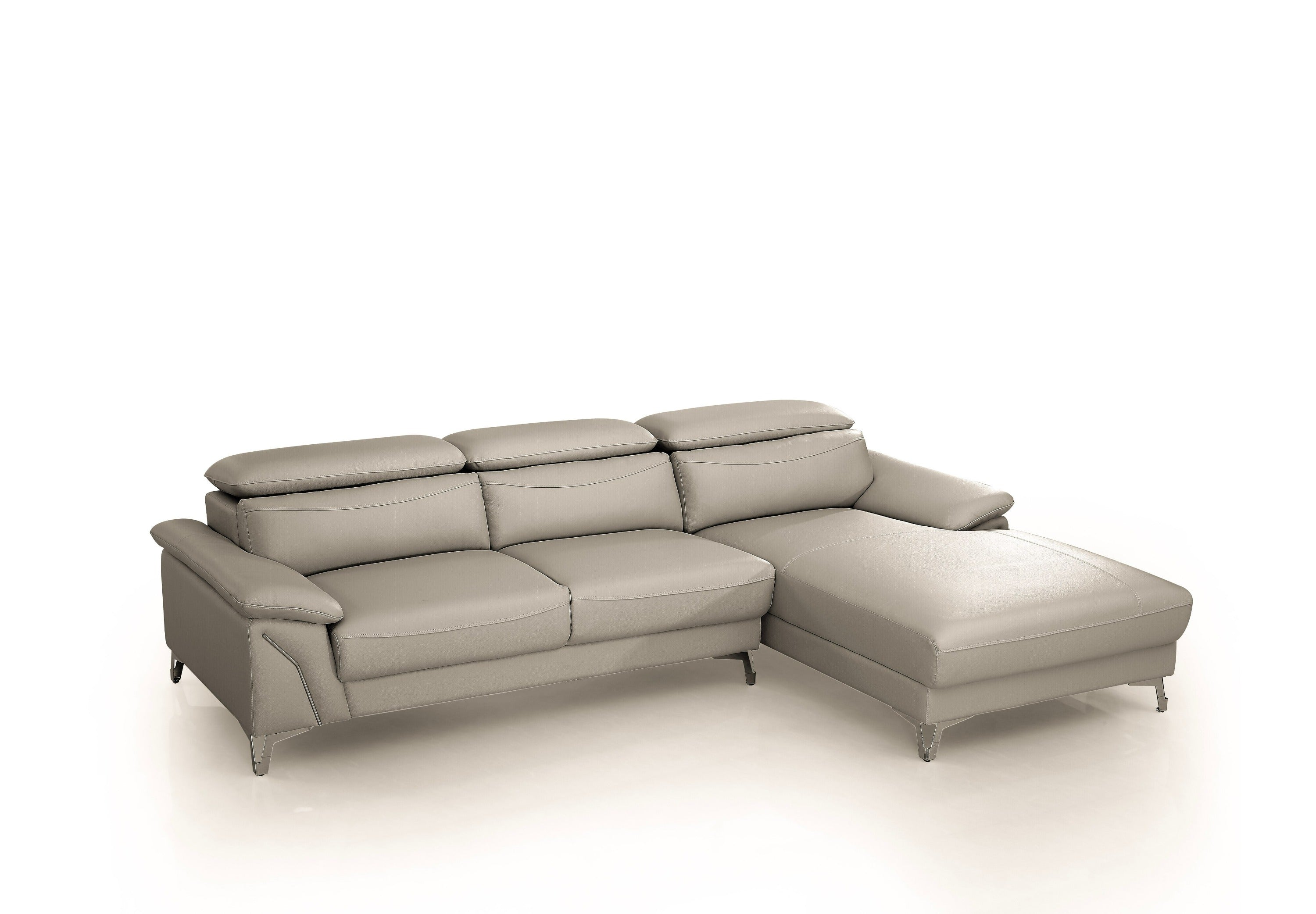 Vig Furniture Divani Casa Sura - Modern Light Grey Leather Right Facing Sectional Sofa