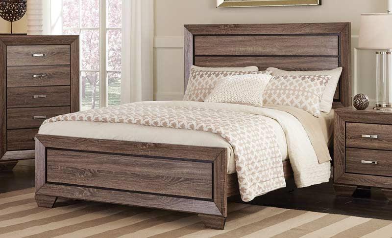 Coaster Furniture - Kauffman Washed Taupe 5 Piece California King Panel Bedroom Set - 204191Kw-5Set