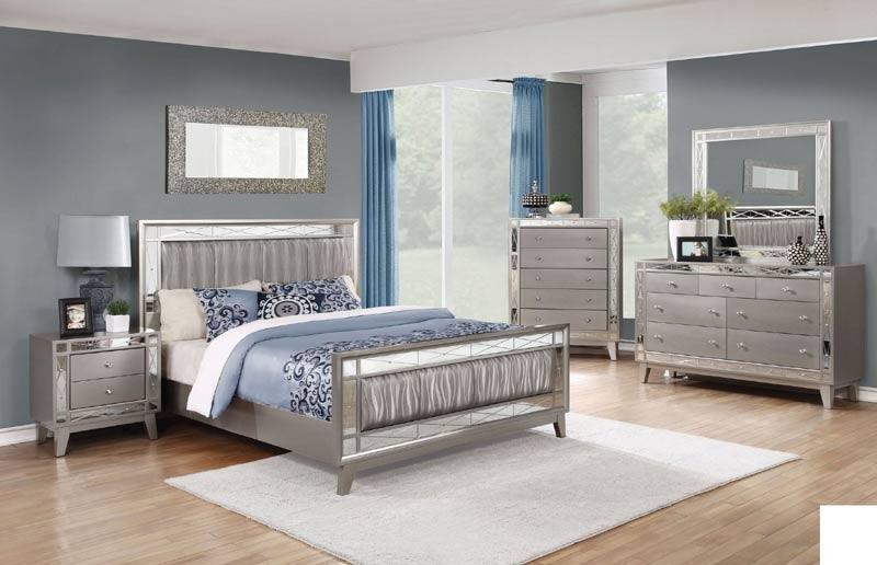 Coaster Furniture - Leighton Metallic Mercury Panel 6 Piece Bedroom Set - 204921Q-S6