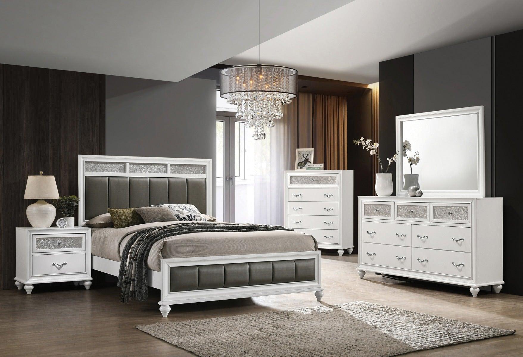 Coaster Furniture - Barzini 5-Piece Eastern King Panel Bedroom Set White - 205891Ke-S5