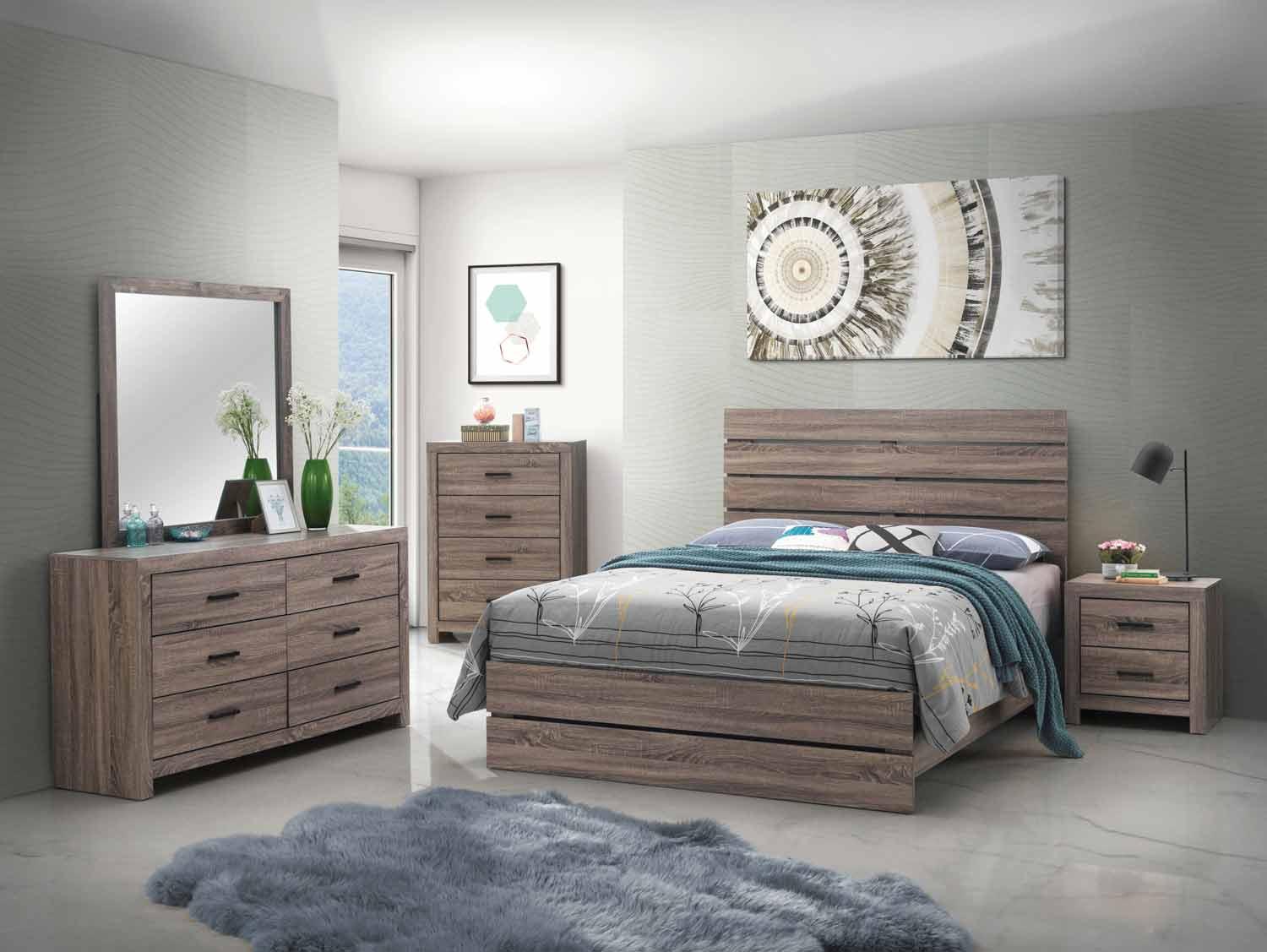 Coaster Furniture - Brantford 4-Piece Eastern King Panel Bedroom Set Barrel Oak - 207041Ke-S4
