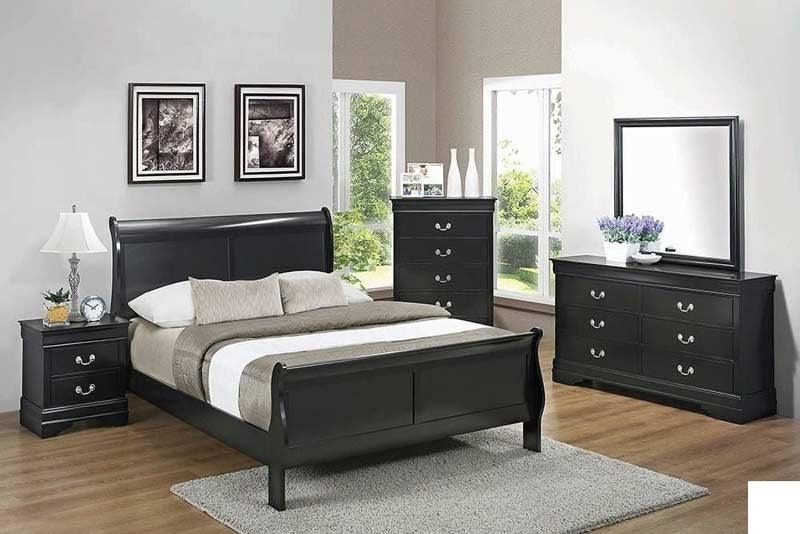 Coaster Furniture - Louis Philippe 6 Piece Black Sleigh Bedroom Set - 212411Q-S6