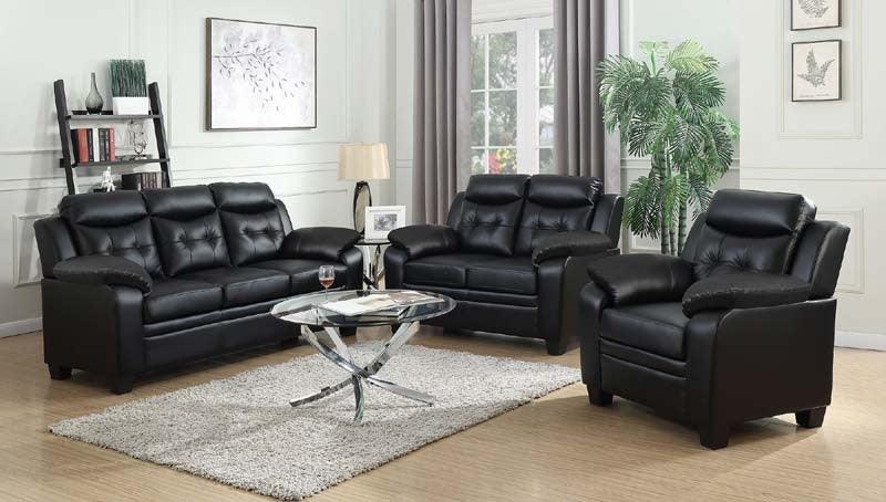 Coaster Furniture - Finley Black 2 Piece Sofa Set - 506551-S2