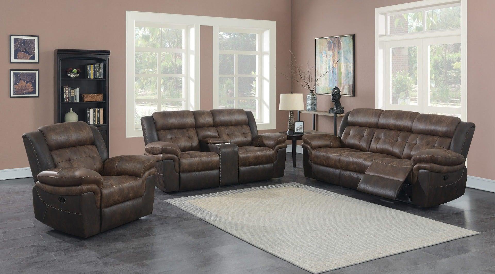 Coaster Furniture - Saybrook 3-Piece Tufted Cushion Motion Living Room Set Chocolate And Dark Brown - 609141-S3