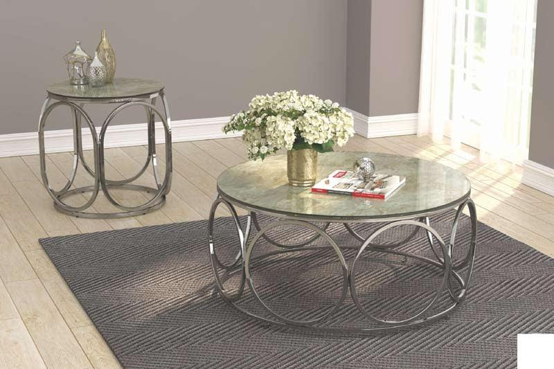Coaster Furniture - Chrome 2 Piece Round Occasional Table Set - 722928-S2