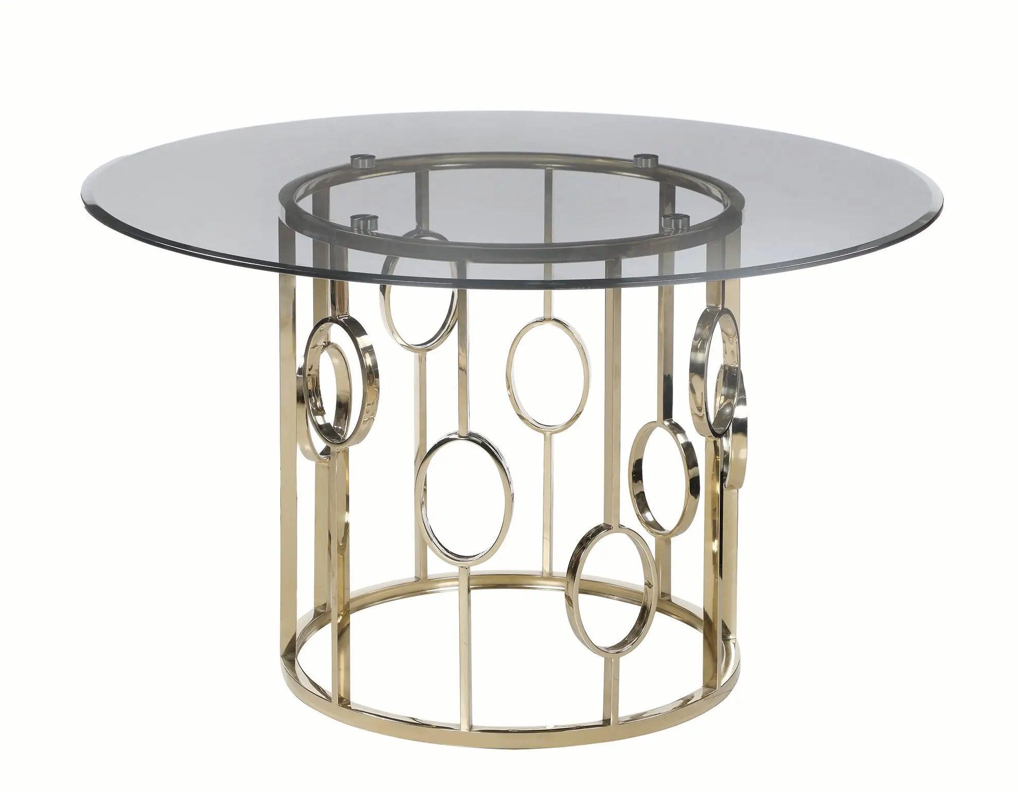 Lindsey 5-Piece Round Glass Top Dining Set By Coaster Furniture - Black And Gold