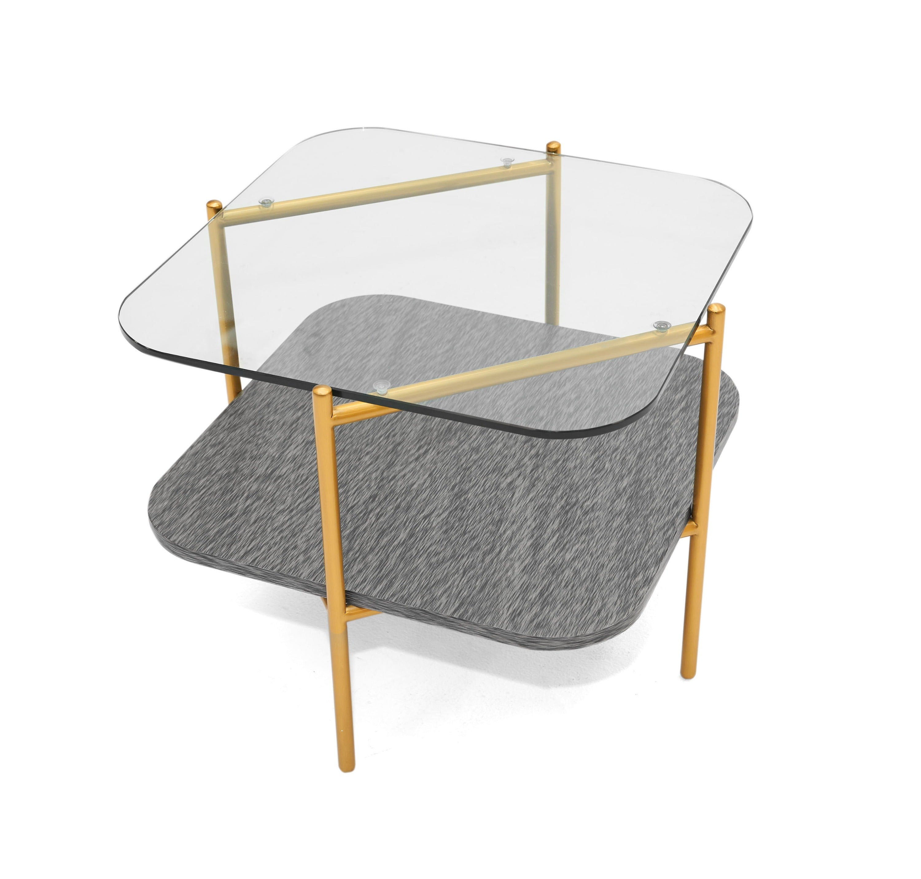Vig Furniture Modrest Cari - Glam Gold + Glass End Table