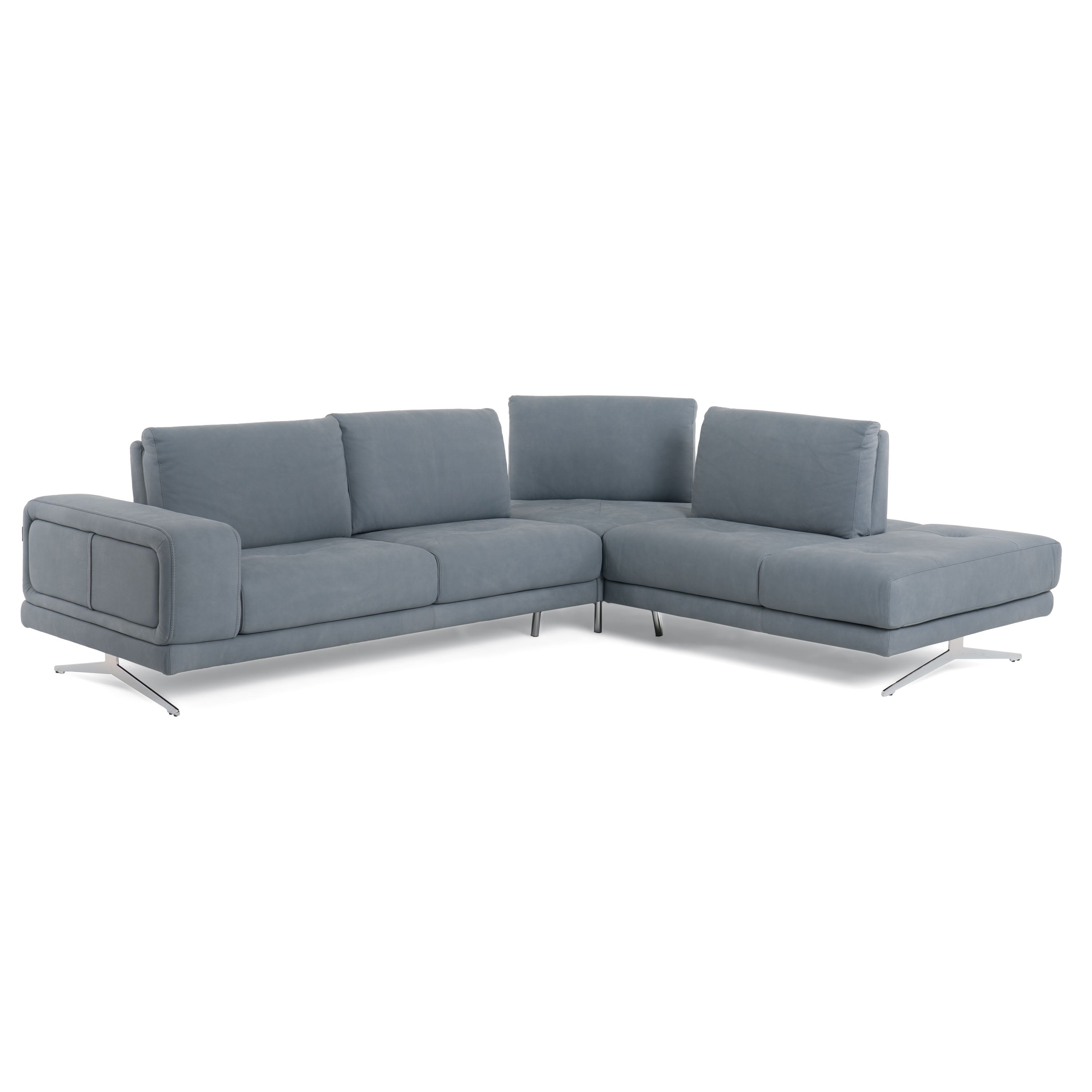 Vig Furniture Lamod Italia Mood - Contemporary Blue Leather Right Facing Sectional Sofa