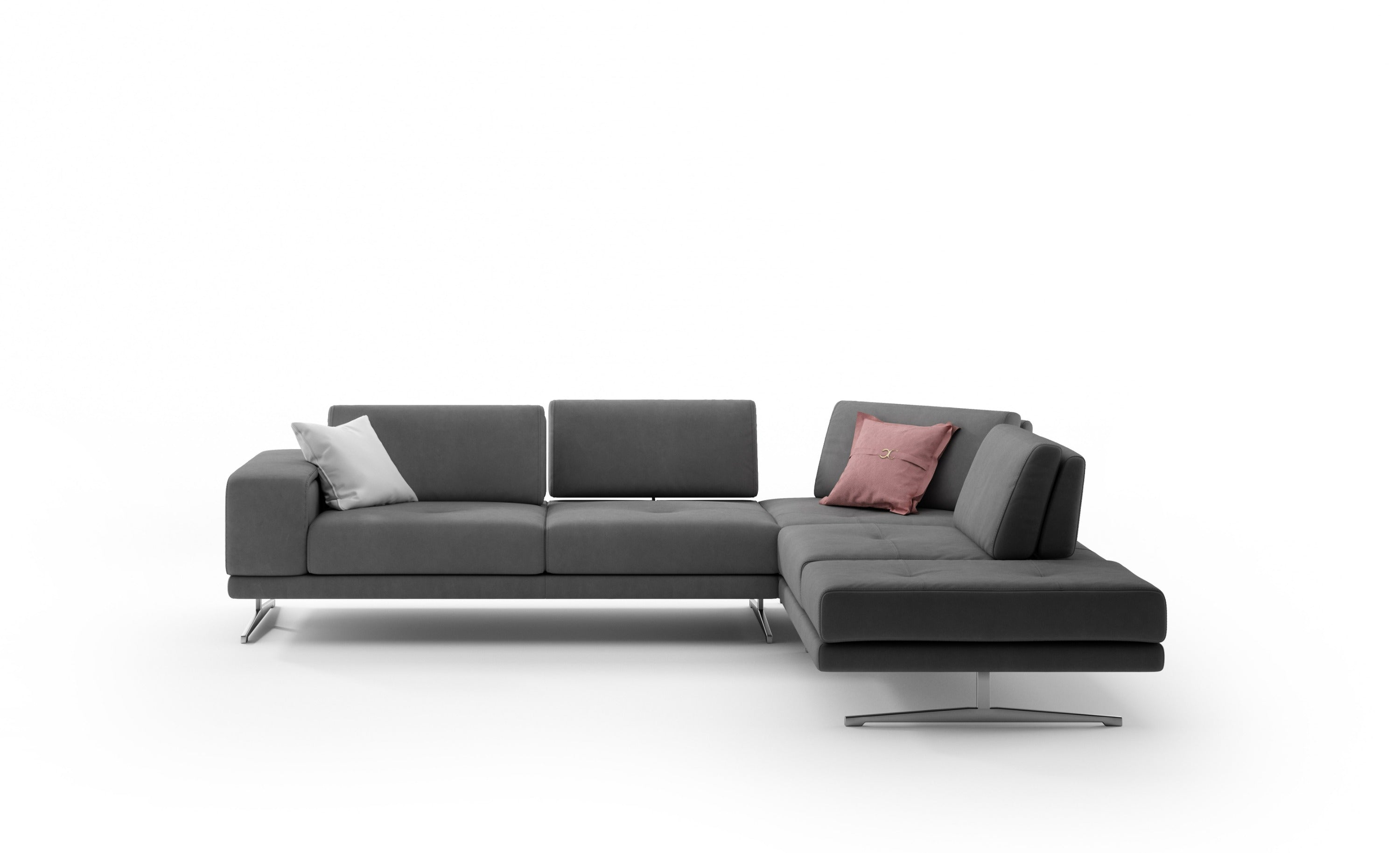 Vig Furniture Lamod Italia Mood - Italian Grey Leather Right Facing Sectional Sofa