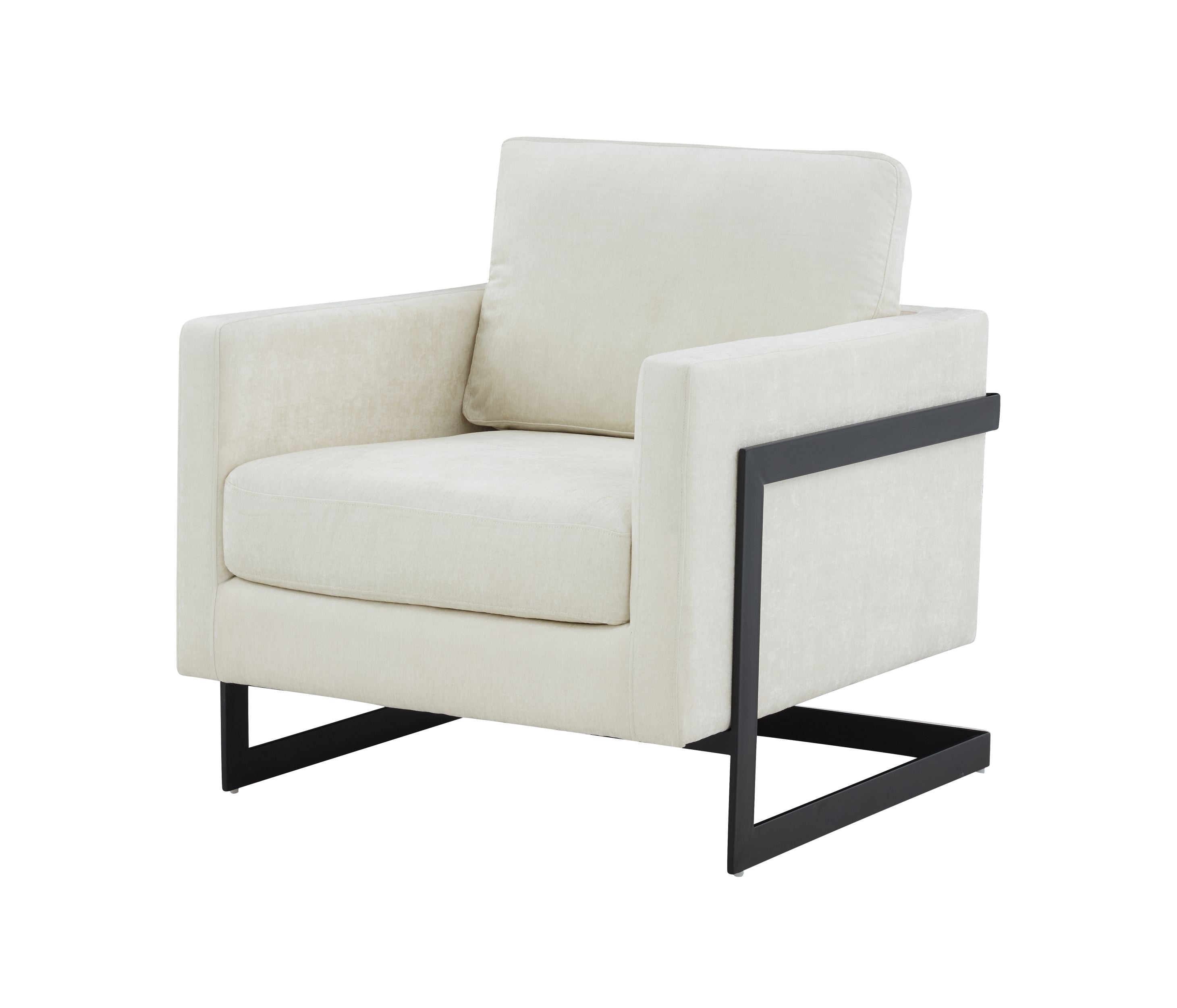 Vig Furniture Modrest Prince - Contemporary Cream + Black Fabric Accent Chair