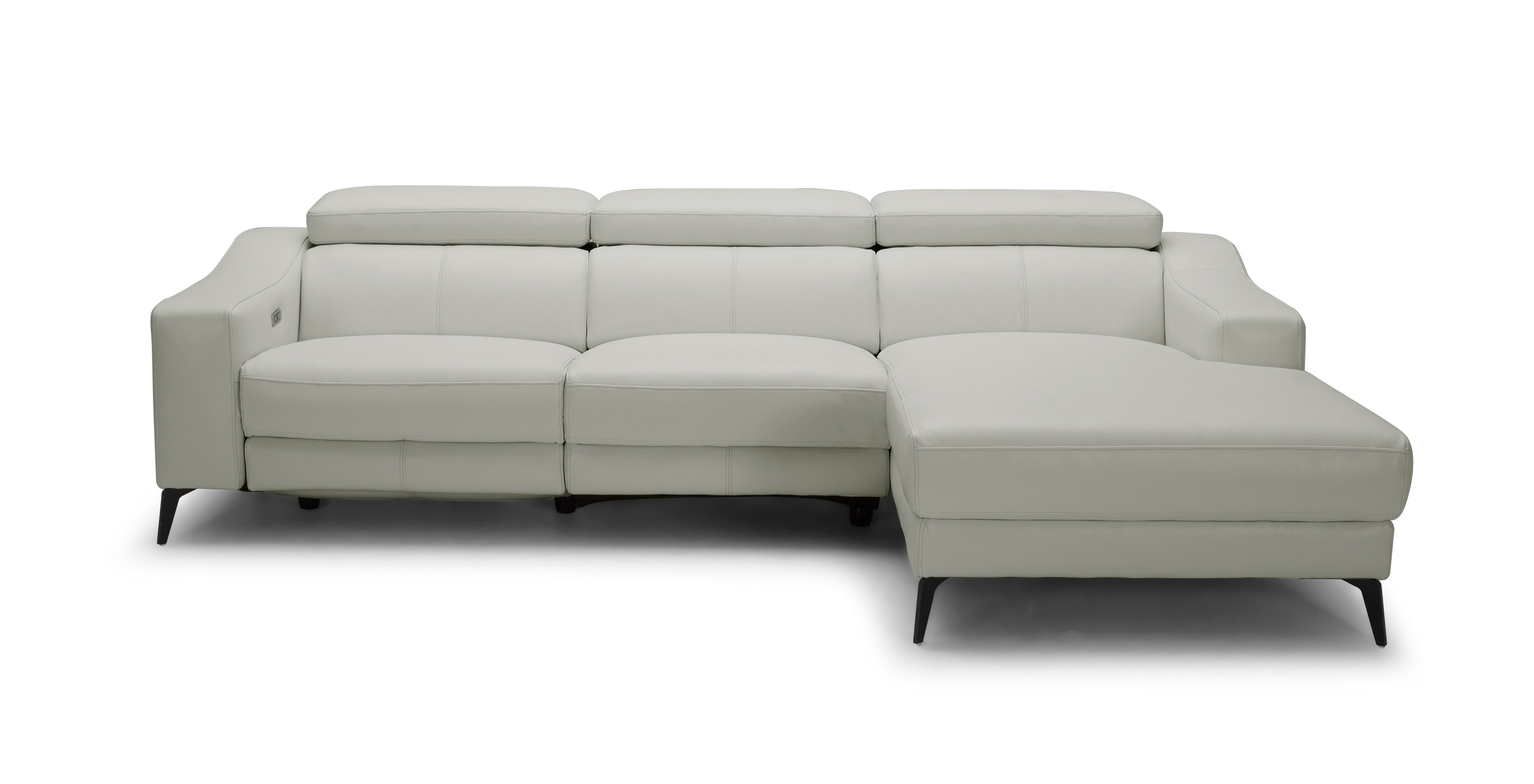 Vig Furniture Modrest Rampart - Modern L-Shape RAF White Leather Sectional Sofa with 1 Recliner