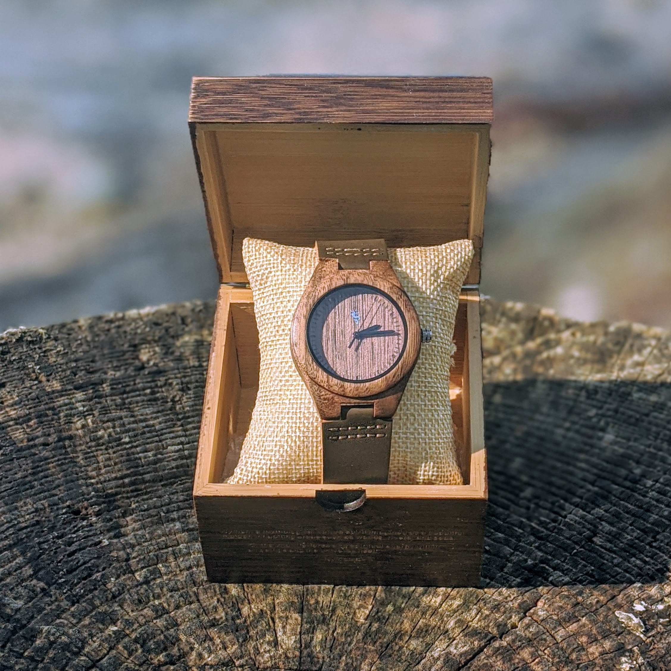 Walnut Watch with Leather Strap