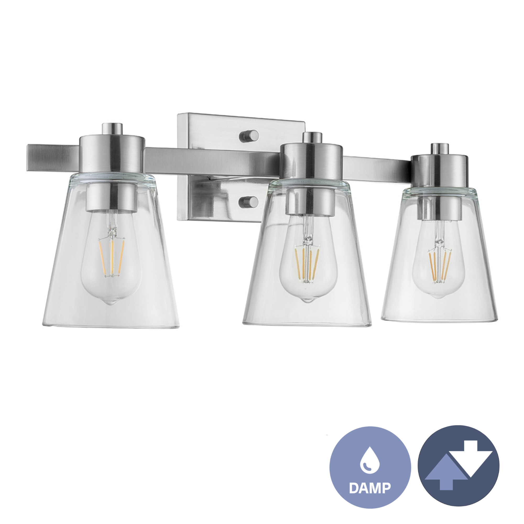 Fairendale, Vanity Light, Three Light, Clear Glass, Brushed Nickel