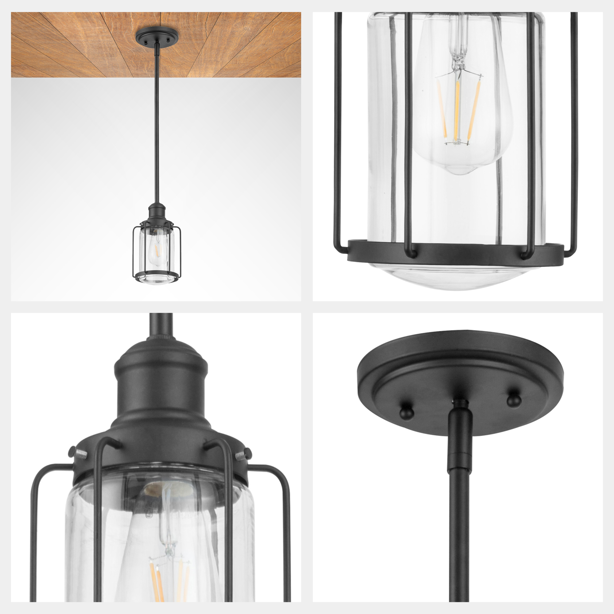 Lincoln Woods, Pendant Light, One Light, Matte Black