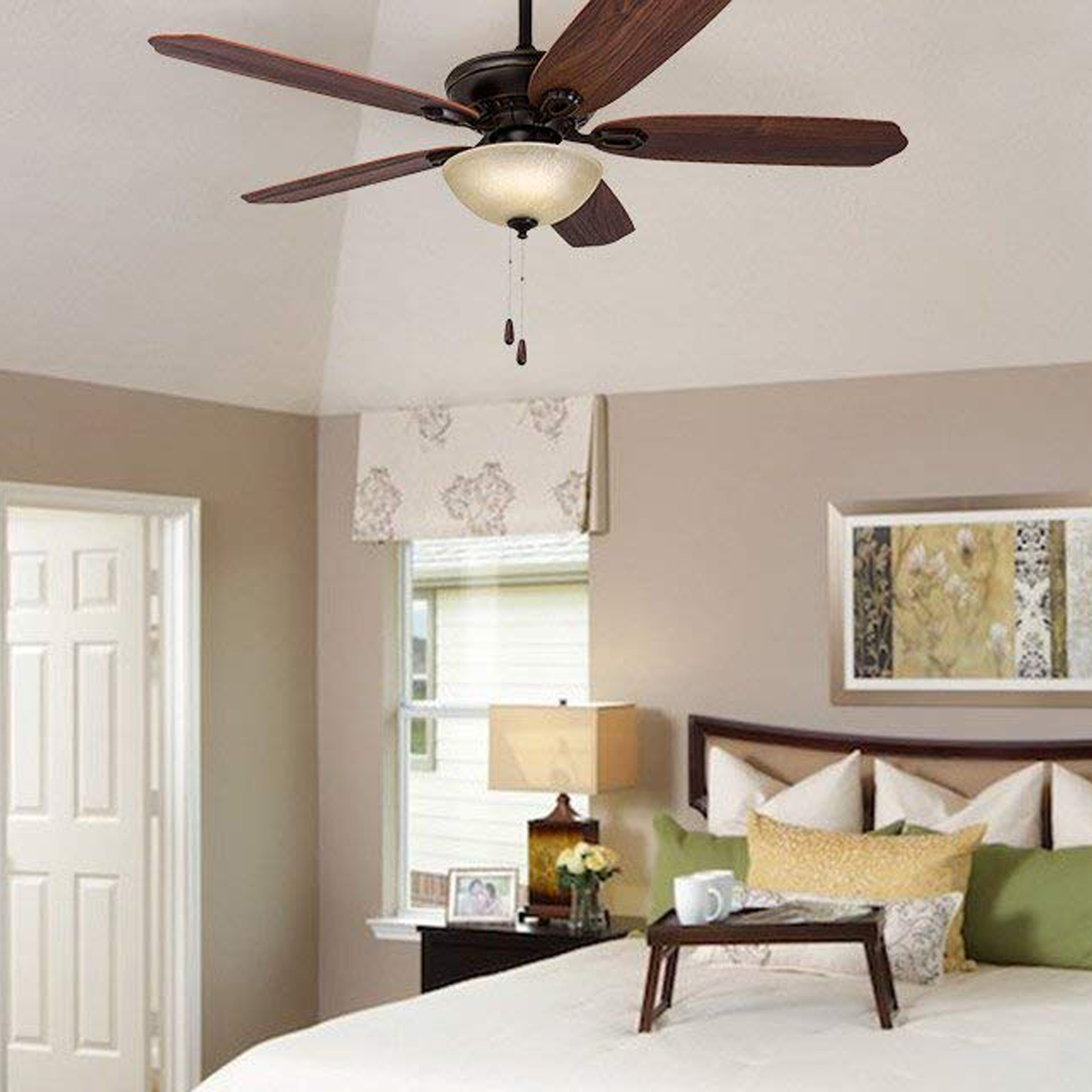 52 Inch Spring Hollow, Oil Rubbed Bronze, Pull Chain, Ceiling Fan