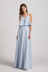 Ruffles A-line Sleeveless V-neck Spandex Bridesmaid Dresses