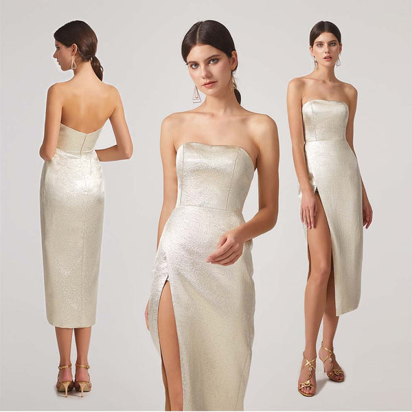 metallic bridesmaid dress