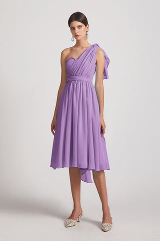 Draped Sweetheart Convertible Chiffon Knee Length Bridesmaid Dresses